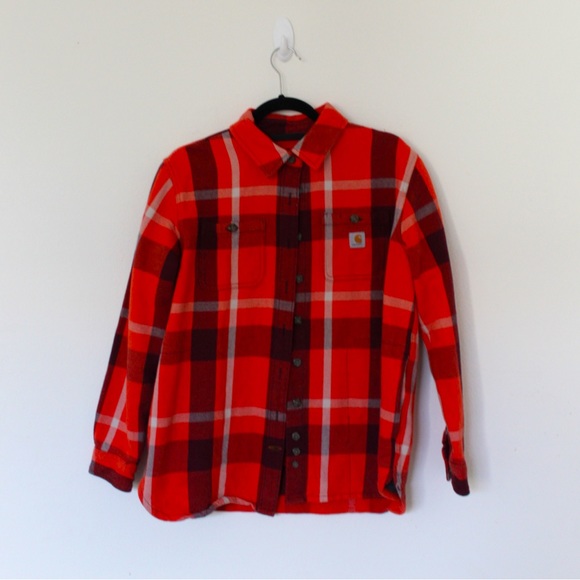 Carhartt | Jackets u0026 Coats | Carhartt Womens Plaid Button Down Flannel  Shacket | Poshmark